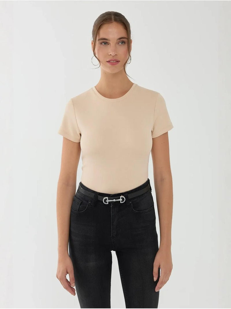 Basis t-shirt hiccup Natuurlijk beige - Kiabi