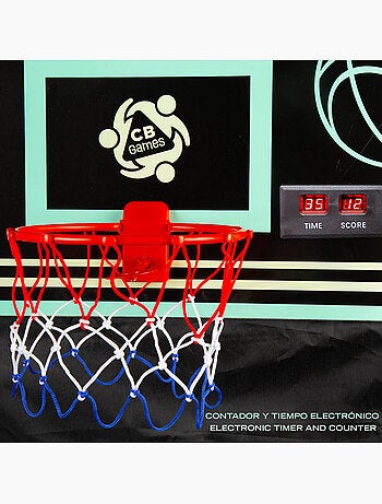 Basketbalring met retourstructuur en elektronisch scorebord cb games