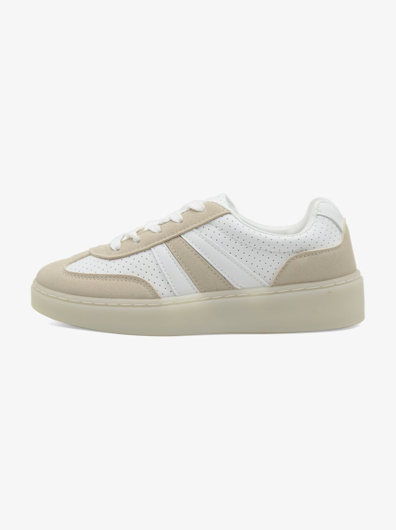 Baskets a lacets Blanc Beige - Kiabi