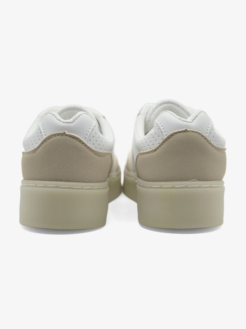 Baskets a lacets Blanc Beige - Kiabi