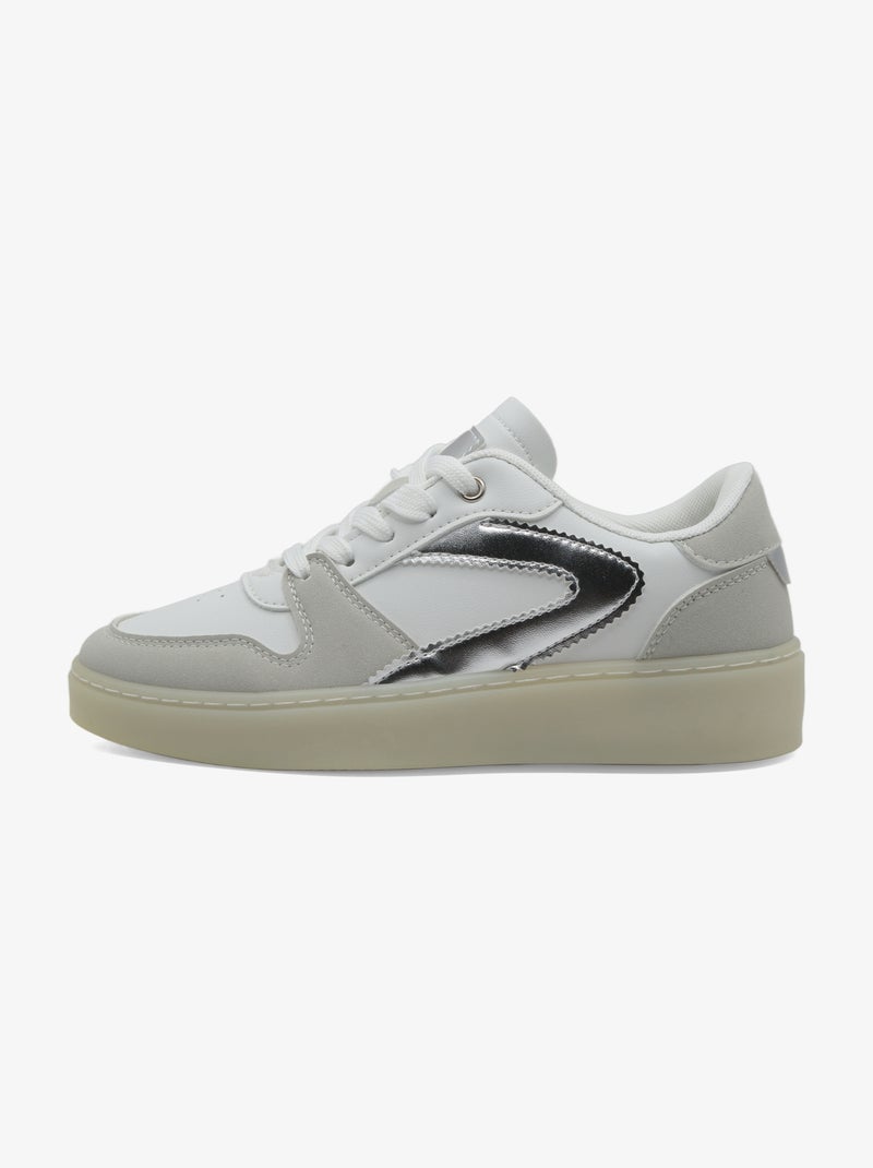 Baskets a lacets Blanc Gris - Kiabi