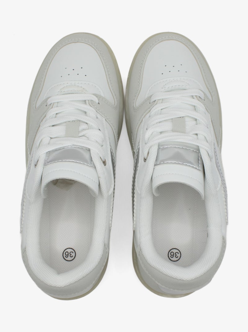 Baskets a lacets Blanc Gris - Kiabi