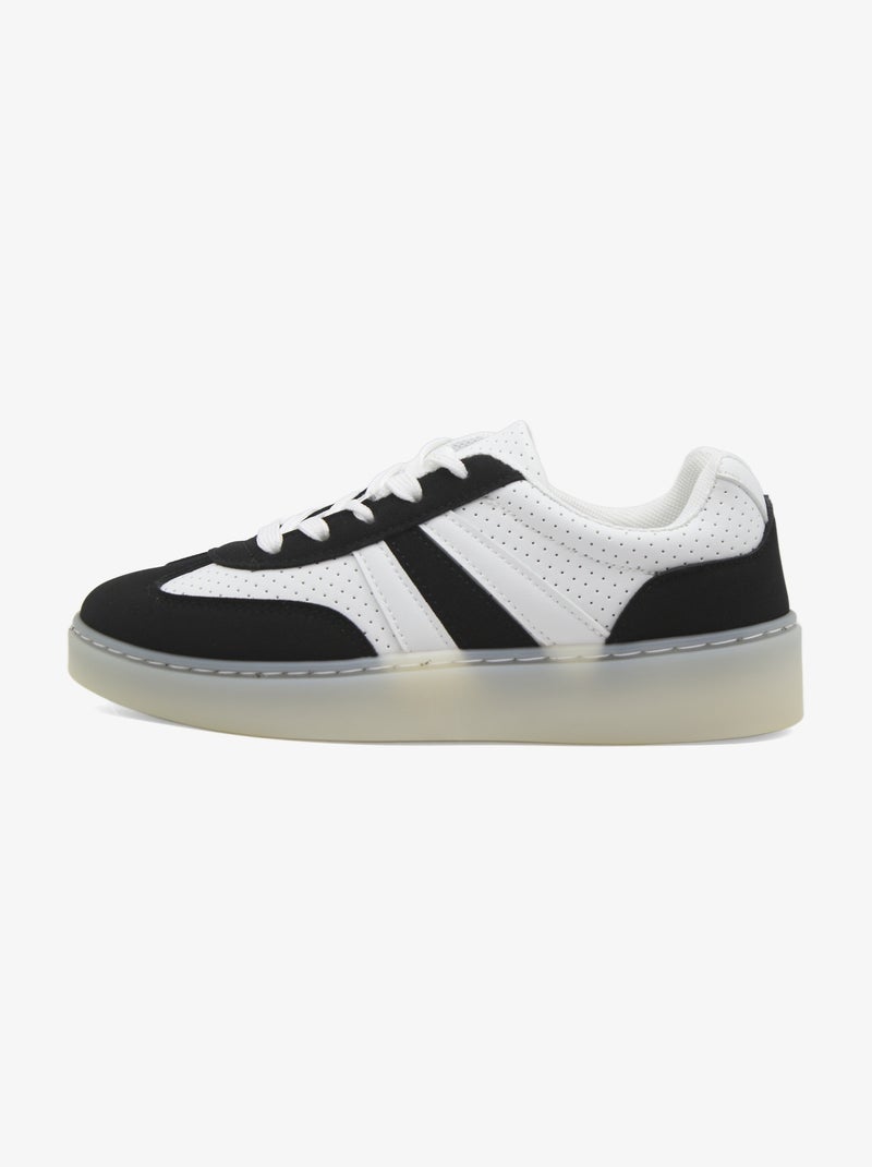 Baskets a lacets Blanc Noir - Kiabi