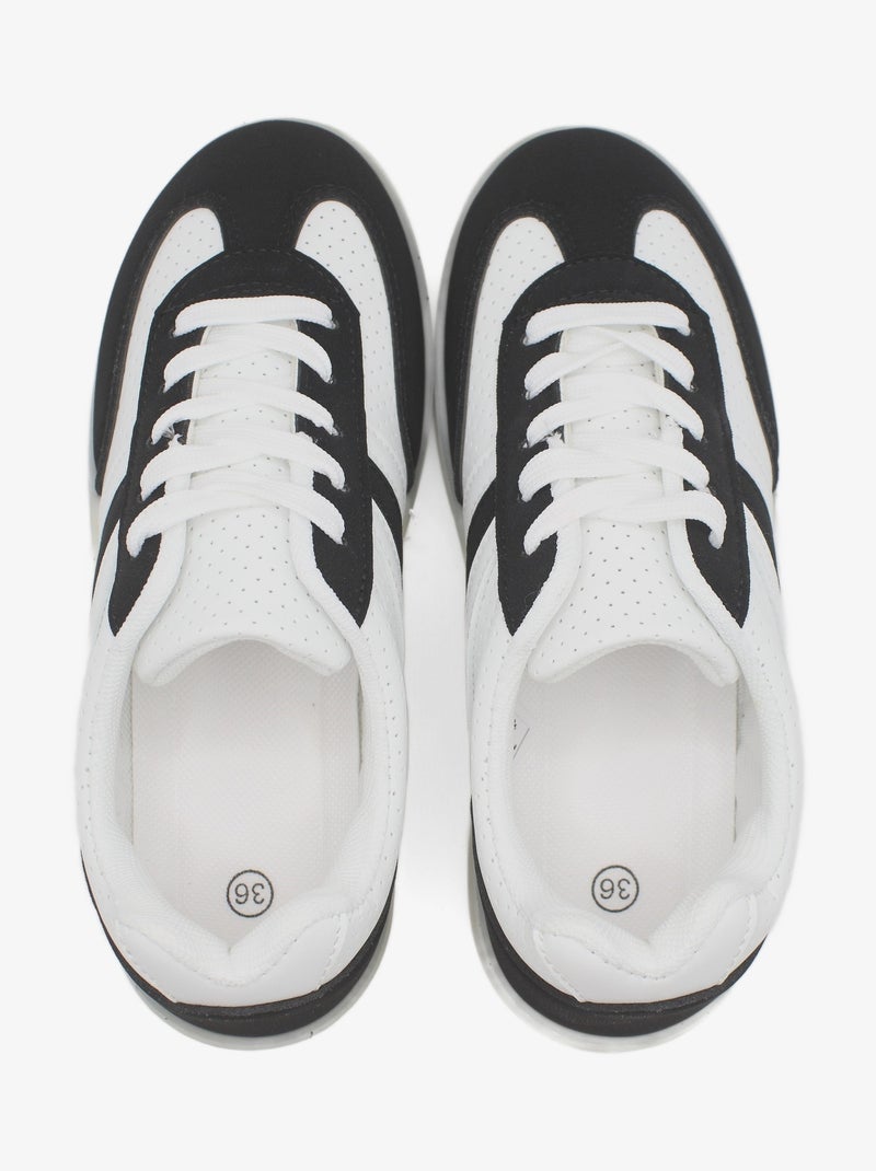 Baskets a lacets Blanc Noir - Kiabi