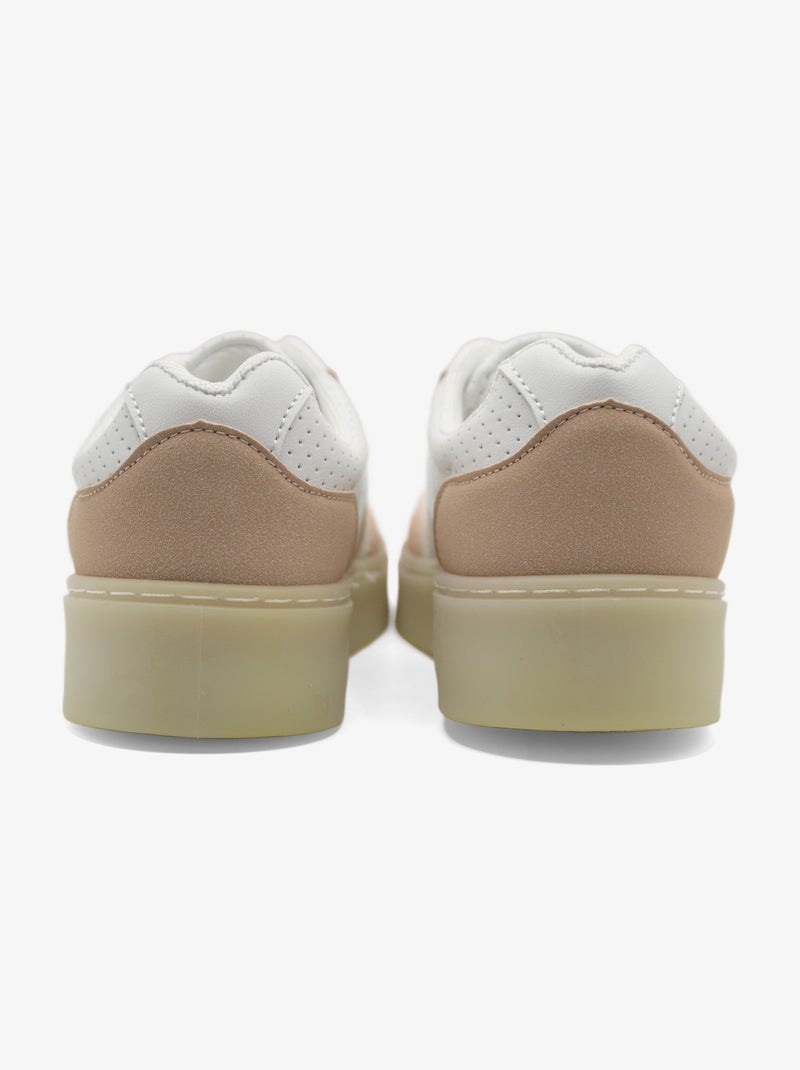 Baskets a lacets Blanc Rose - Kiabi