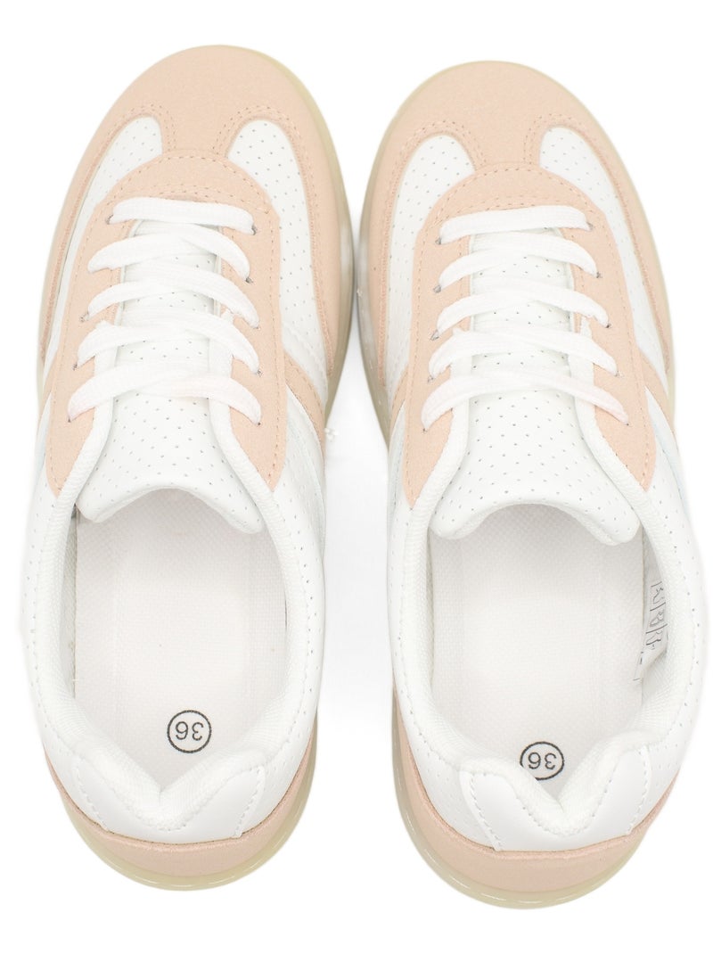 Baskets a lacets Blanc Rose - Kiabi