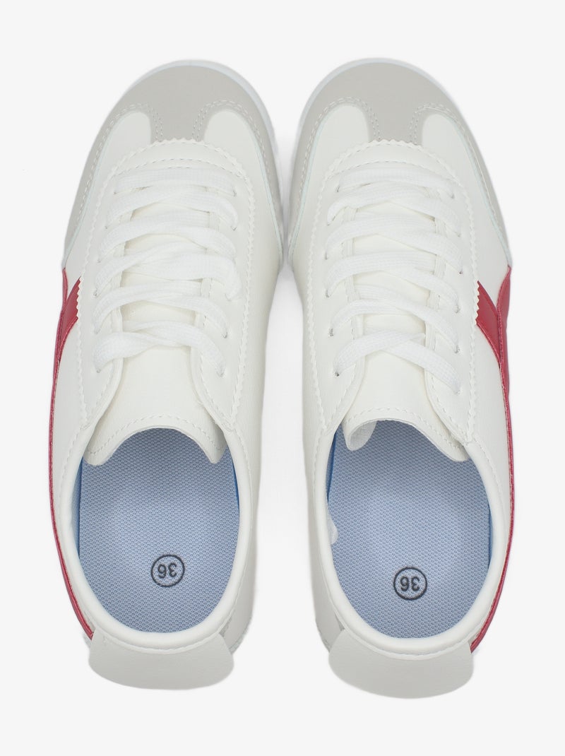 Baskets a lacets Blanc Rouge - Kiabi