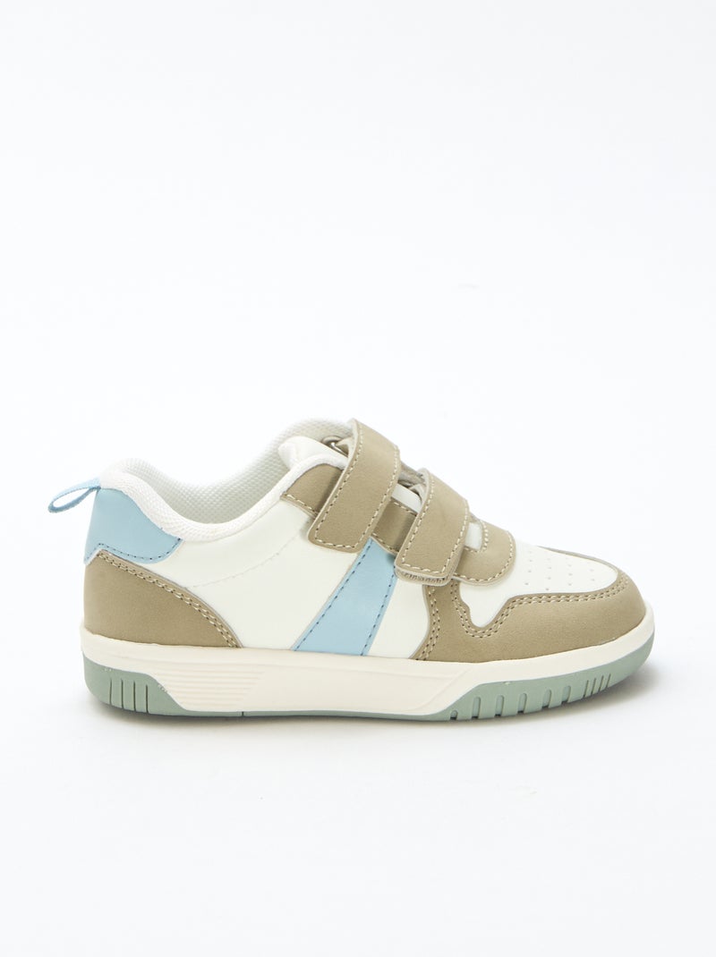 Baskets à scratch en simili quadricolore Kaki - Kiabi