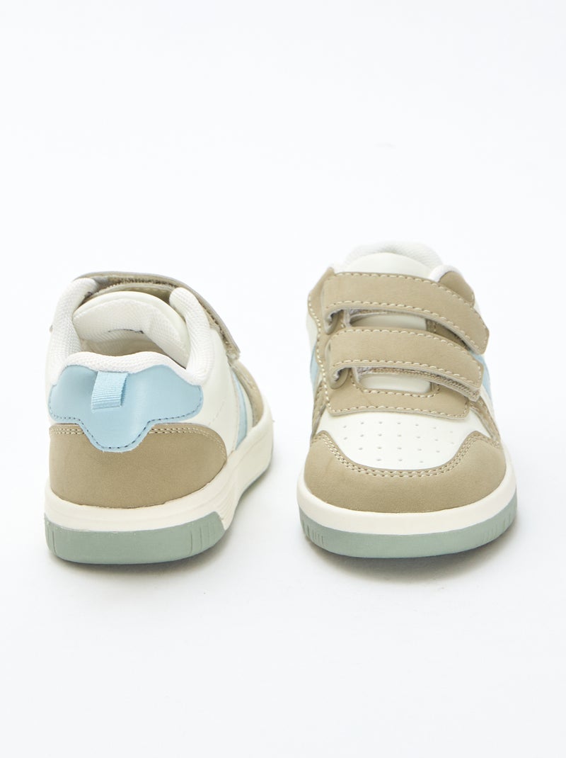 Baskets à scratch en simili quadricolore Kaki - Kiabi