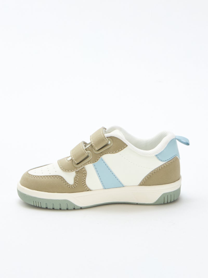 Baskets à scratch en simili quadricolore Kaki - Kiabi