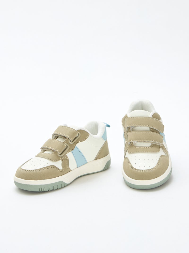 Baskets à scratch en simili quadricolore Kaki - Kiabi