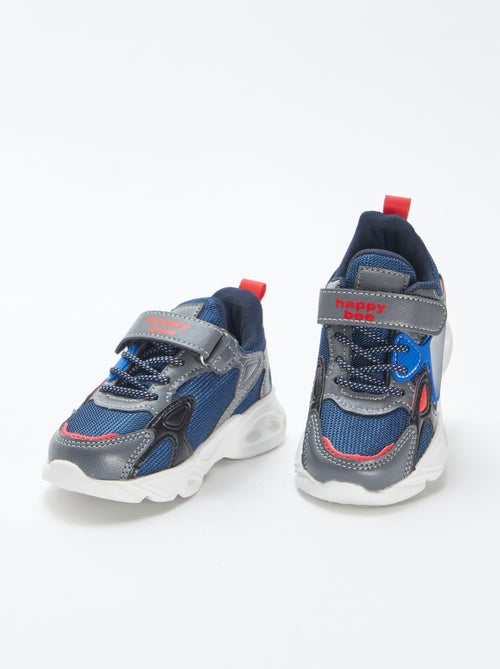 Baskets à scratchs  et lacets avec LED - Kiabi