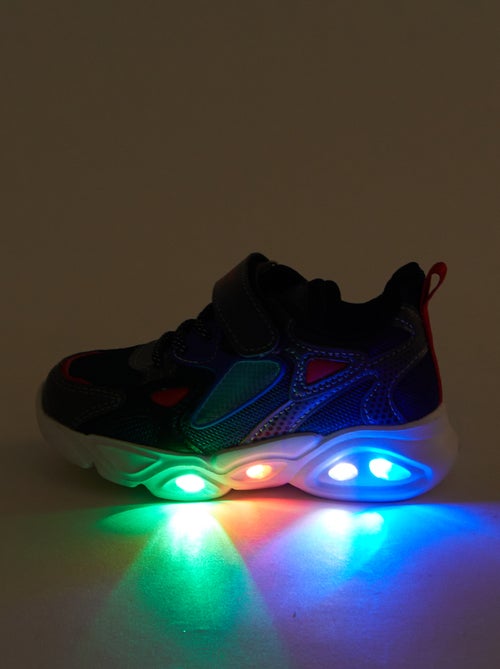 Baskets à scratchs  et lacets avec LED - Kiabi