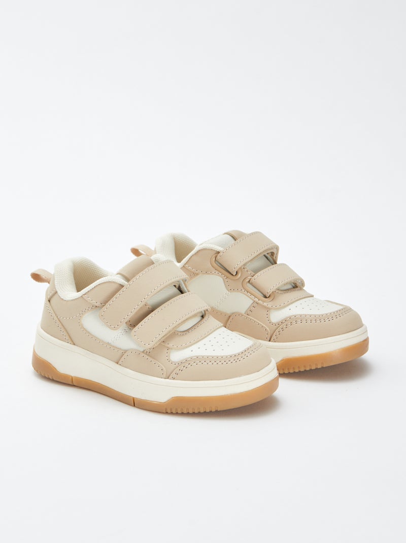 Baskets basses à scratchs type skate Beige - Kiabi