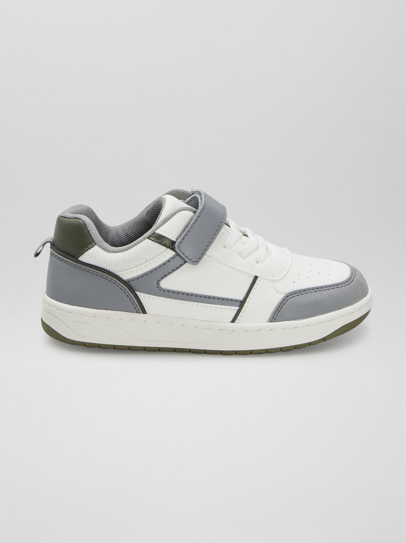 Baskets basses avec scratchs et lacets BLANC - Kiabi