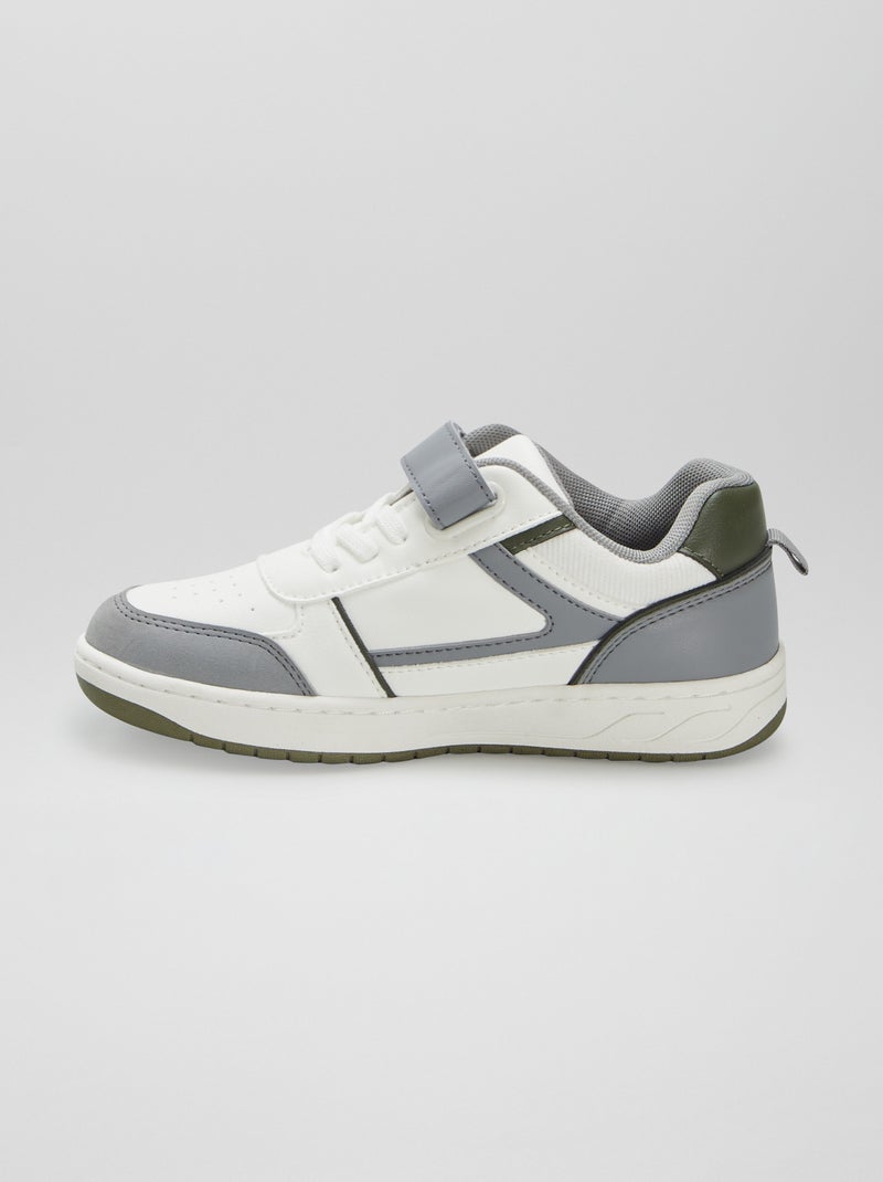 Baskets basses avec scratchs et lacets BLANC - Kiabi