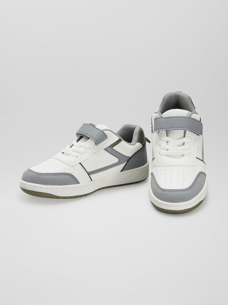 Baskets basses avec scratchs et lacets BLANC - Kiabi