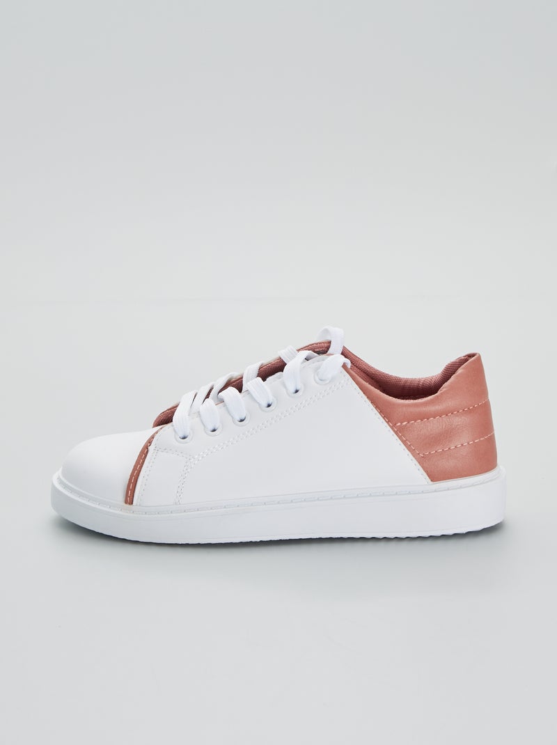 Baskets basses bicolores blanc/rose - Kiabi
