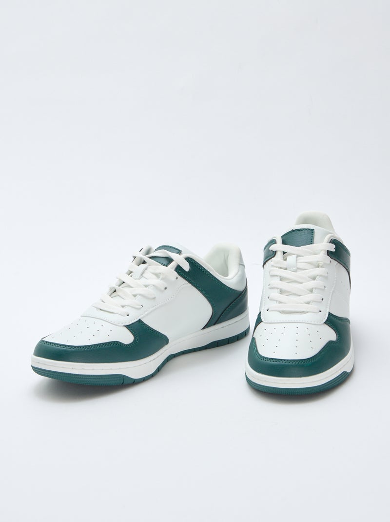 Baskets basses bicolores Vert - Kiabi