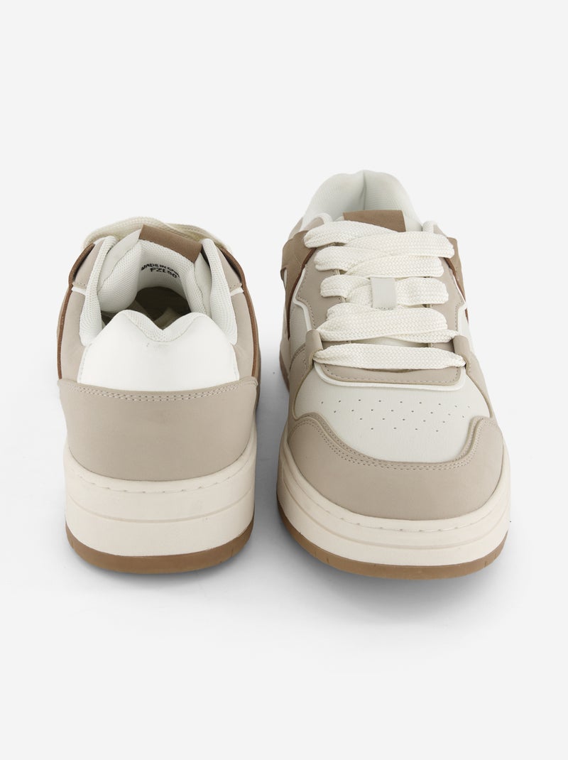 Baskets basses en simili Beige - Kiabi