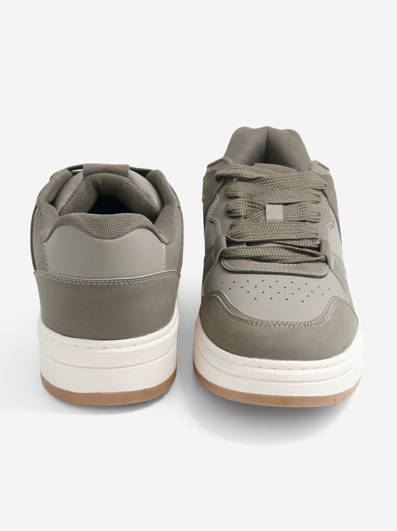 Baskets basses en simili Kaki - Kiabi