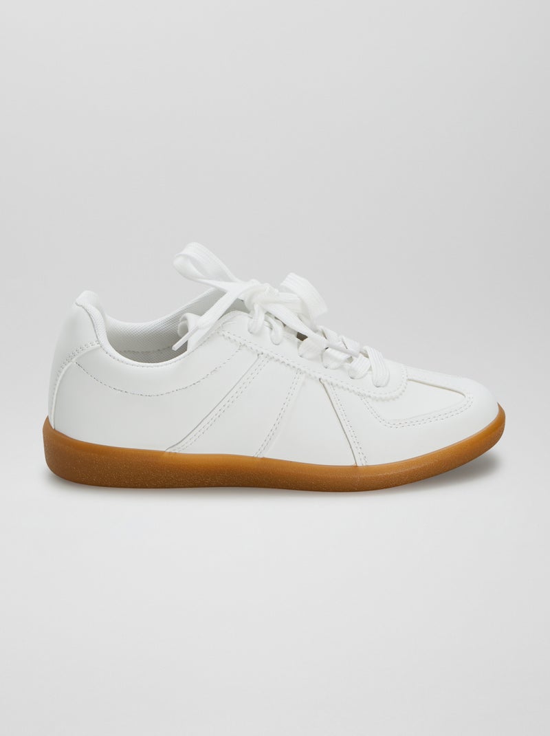 Baskets basses lisses Blanc - Kiabi