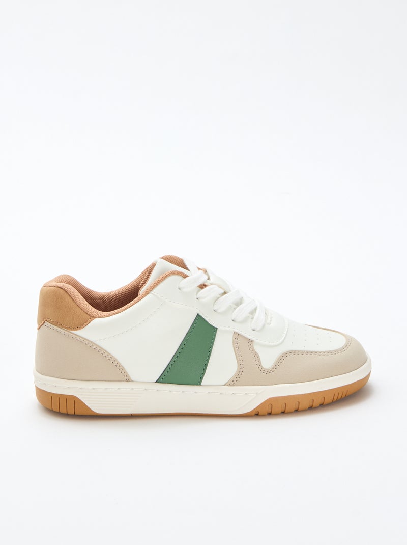Baskets basses renforcées tricolore Blanc - Kiabi