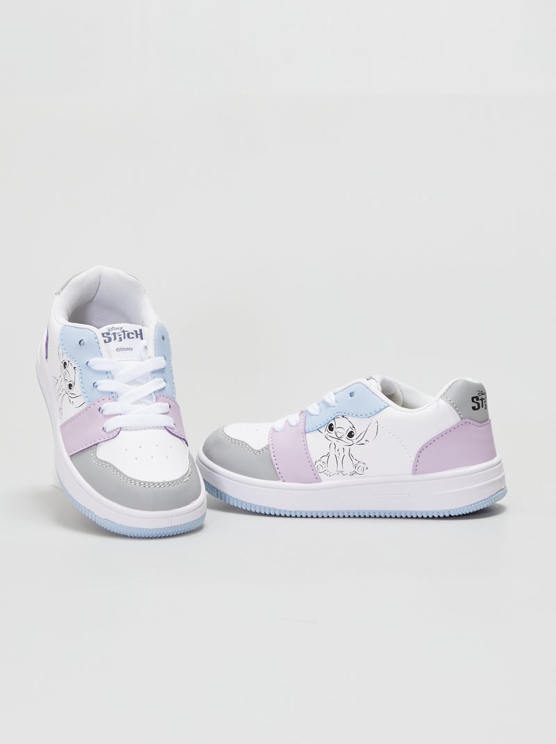 Baskets basses 'Stitch' tricolore blanc - Kiabi