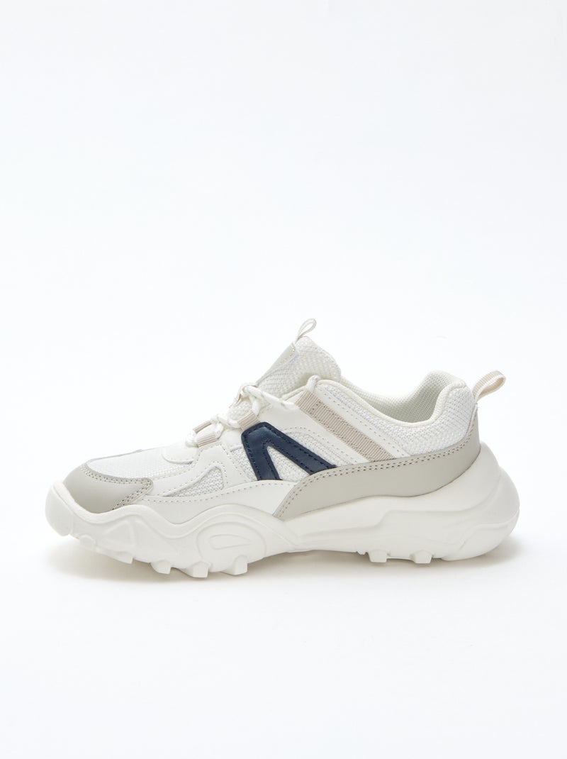 Baskets basses style running Gris - Kiabi