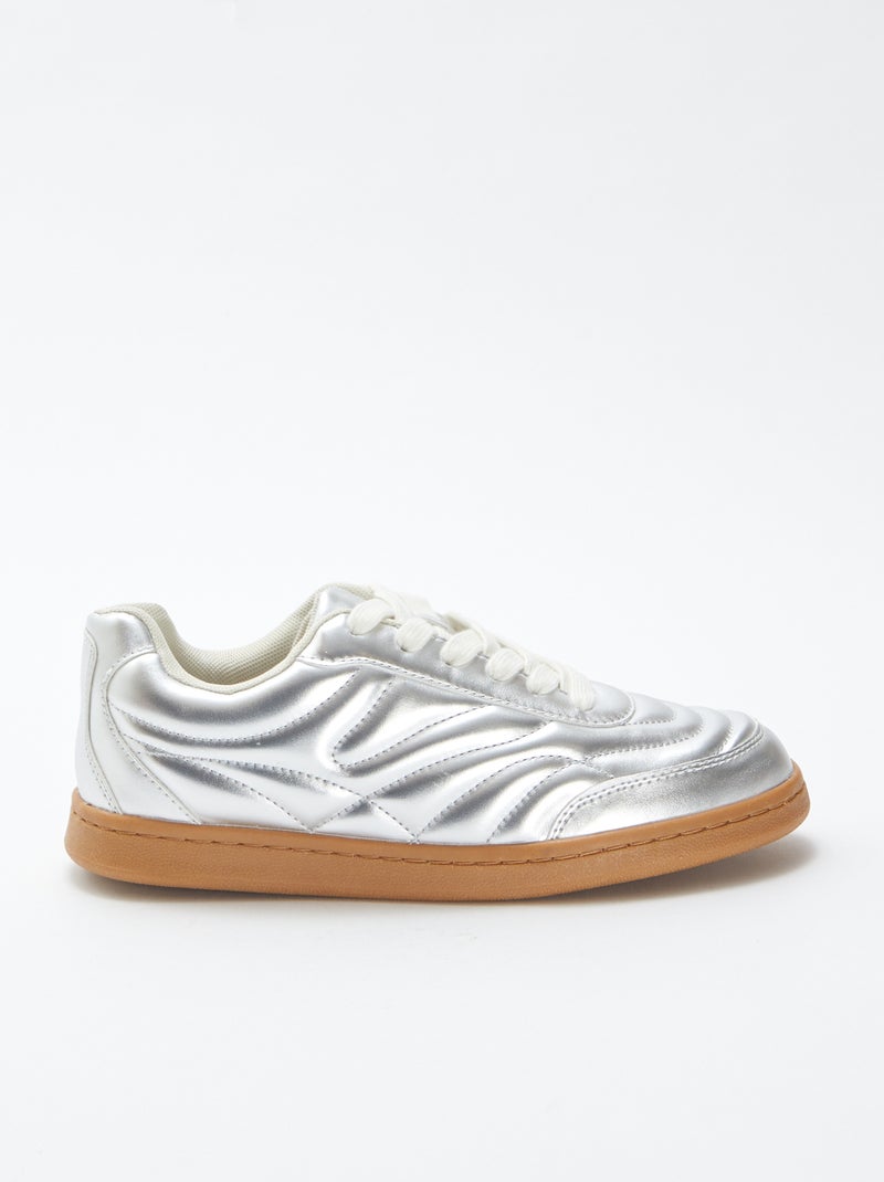 Baskets basses texturées argentées GRIS - Kiabi