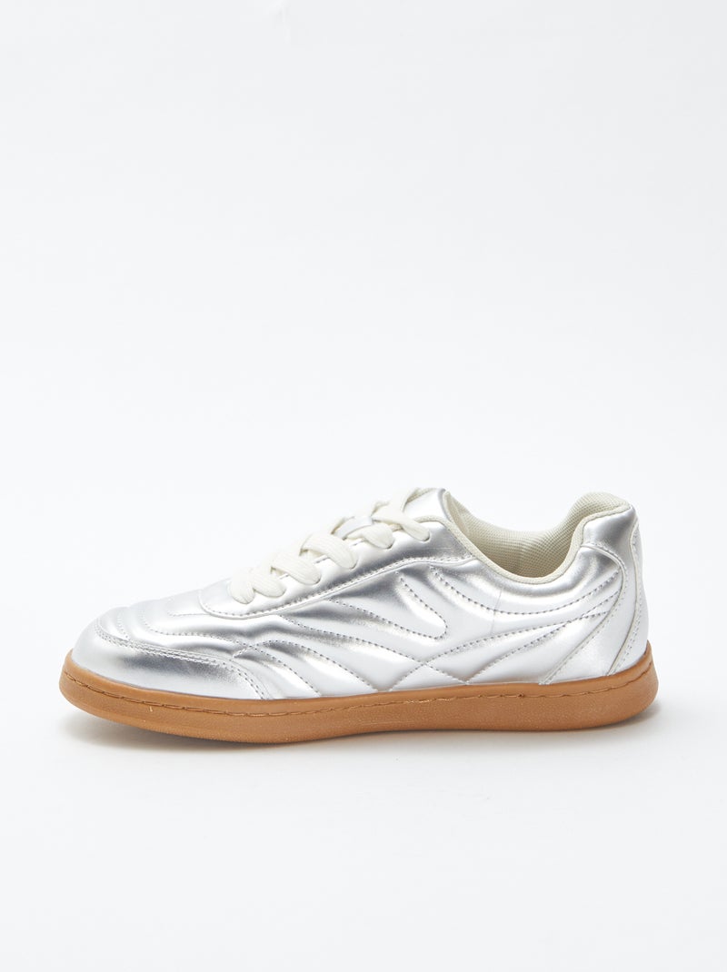 Baskets basses texturées argentées GRIS - Kiabi