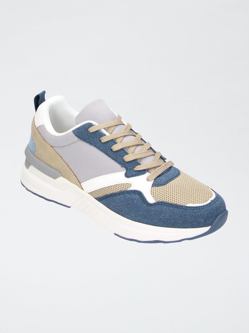 Baskets basses tricolore Bleu - Kiabi