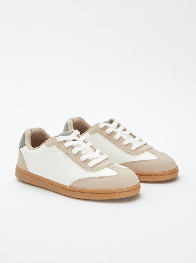 Baskets basses tricolores Beige/vert/blanc - Kiabi
