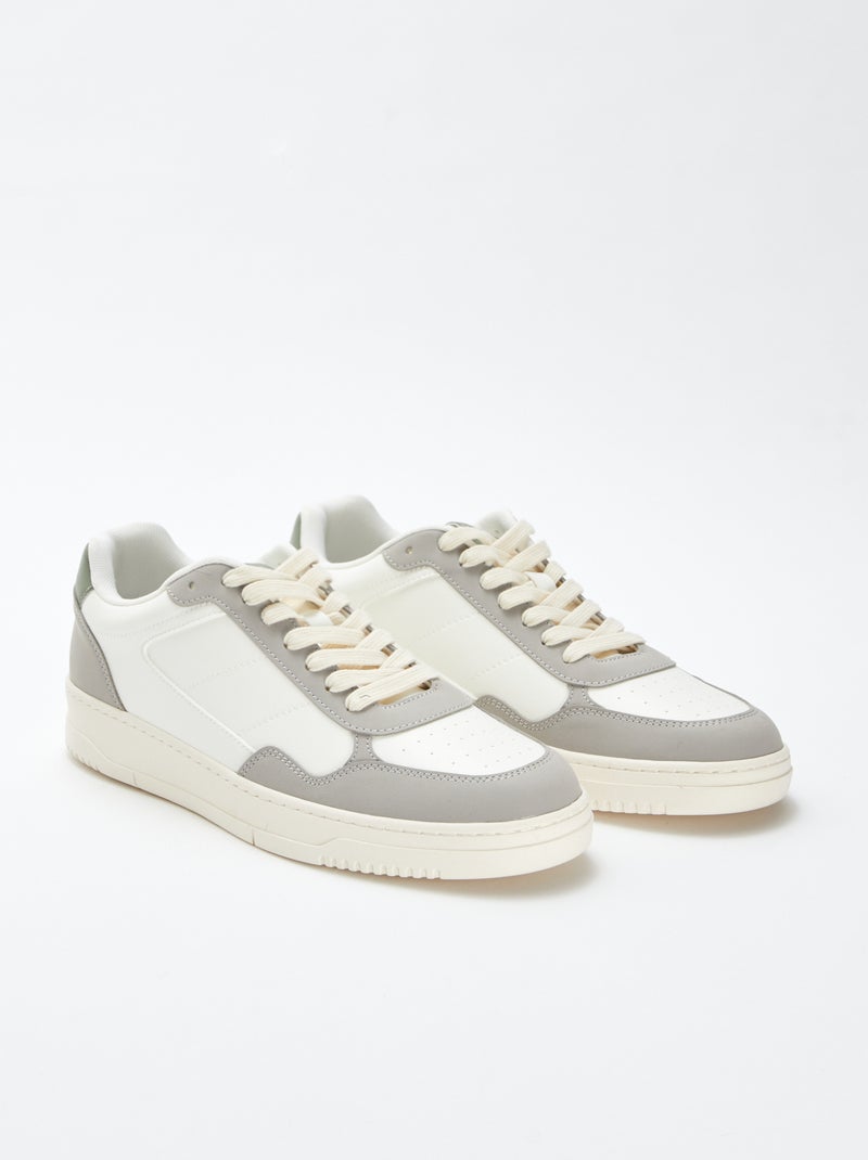 Baskets basses tricolores Blanc - Kiabi