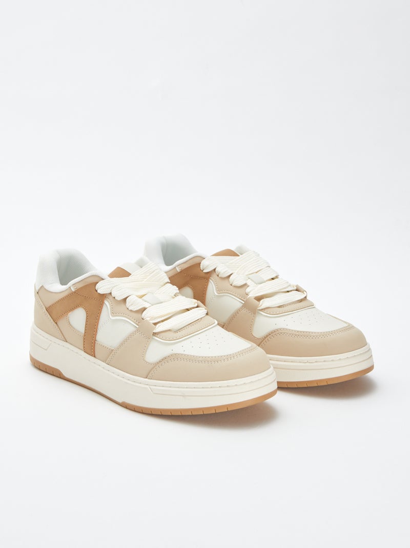 Baskets basses type skate tricolores Beige - Kiabi