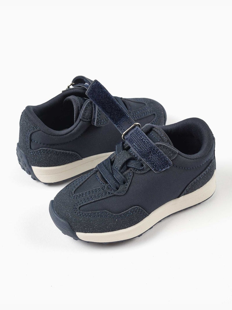 Baskets bi-matière avec semelle antidérapante Bleu Bleu - Kiabi