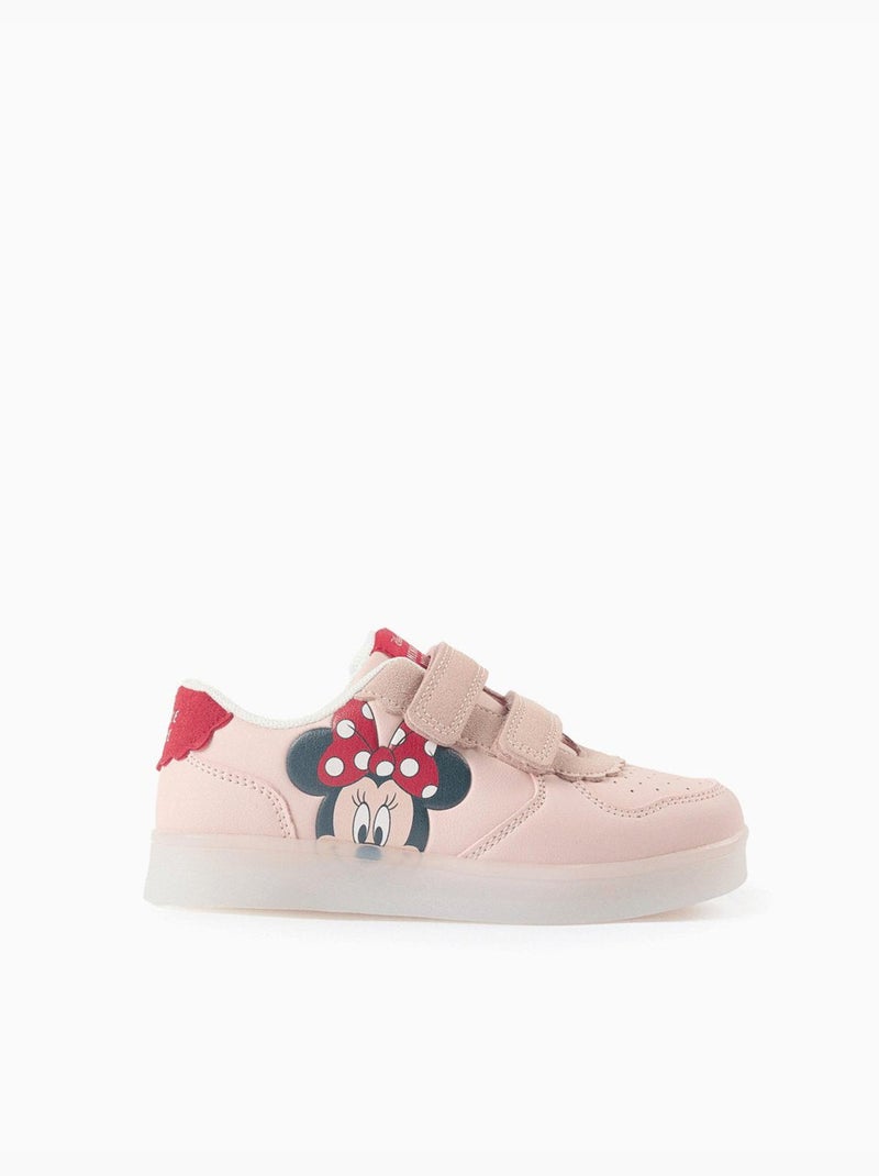 Baskets bi-matière lumineuses avec Minnie Rose clair - Kiabi