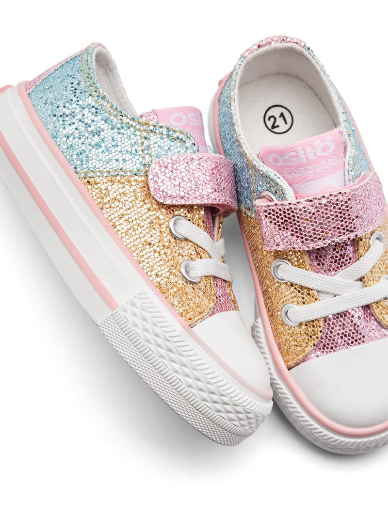 Baskets conguitos bajas glitter patchwork Multicolore - Kiabi