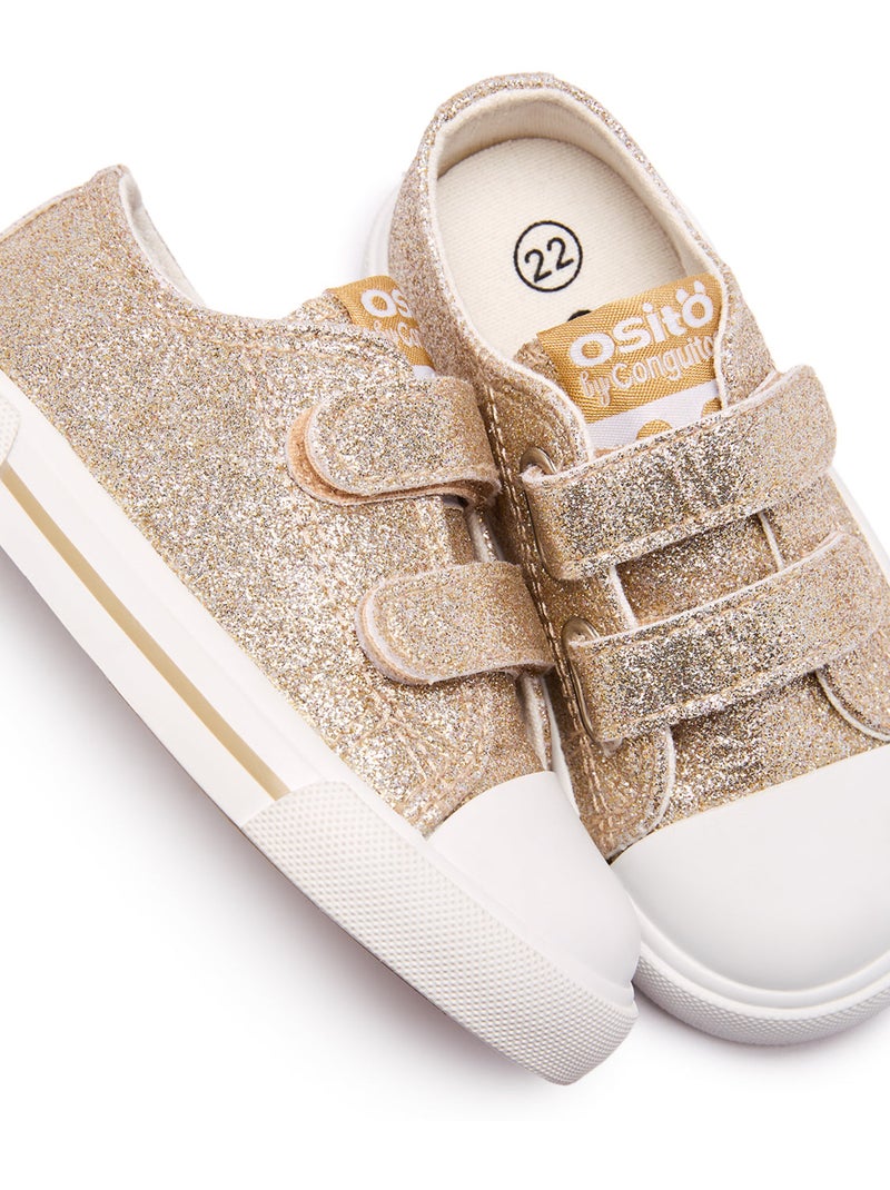 Baskets conguitos canvas glitter Gold - Kiabi
