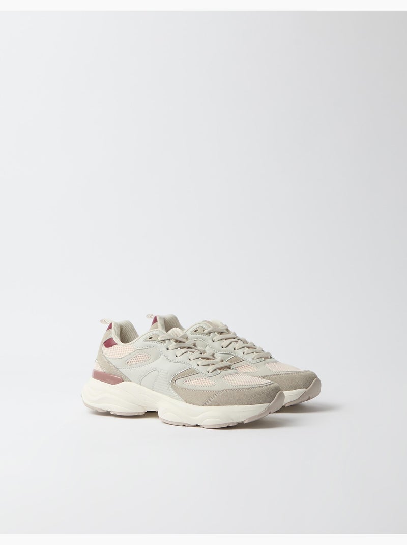 Baskets contrast, mo fashion Beige - Kiabi