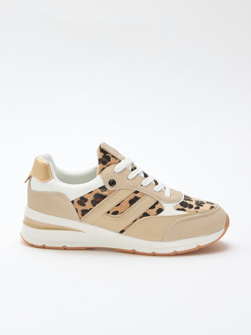 Baskets de running imprimé 'léopard Beige - Kiabi