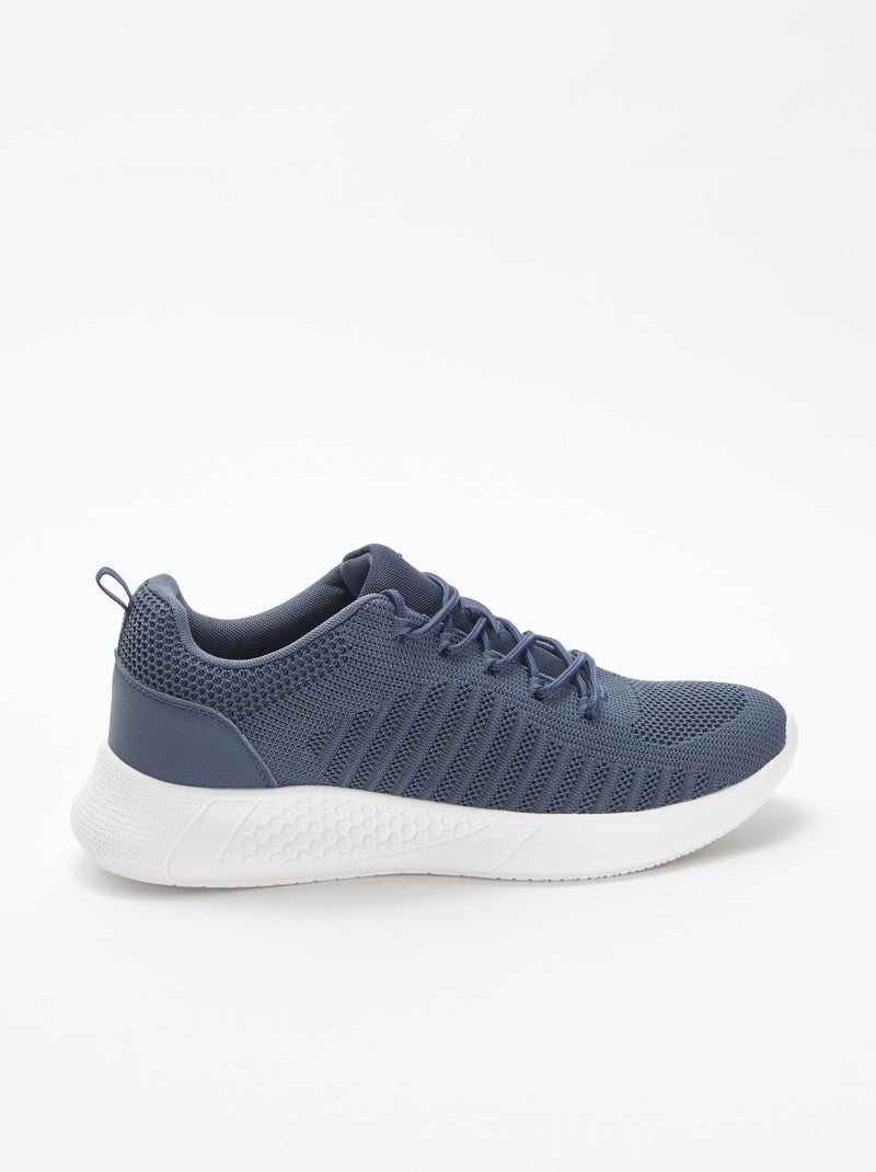 Baskets de running unies à lacets Bleu - Kiabi