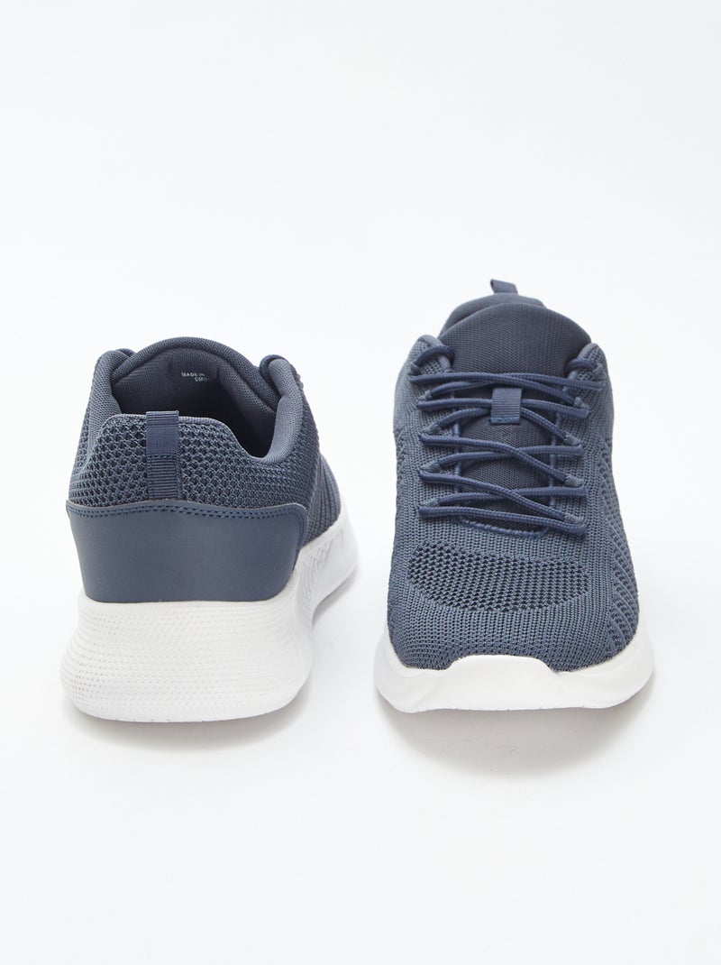 Baskets de running unies à lacets Bleu - Kiabi