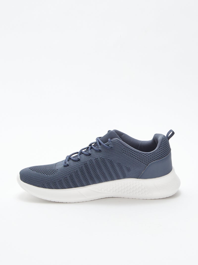Baskets de running unies à lacets Bleu - Kiabi