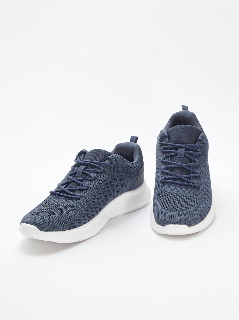 Baskets de running unies à lacets Bleu - Kiabi