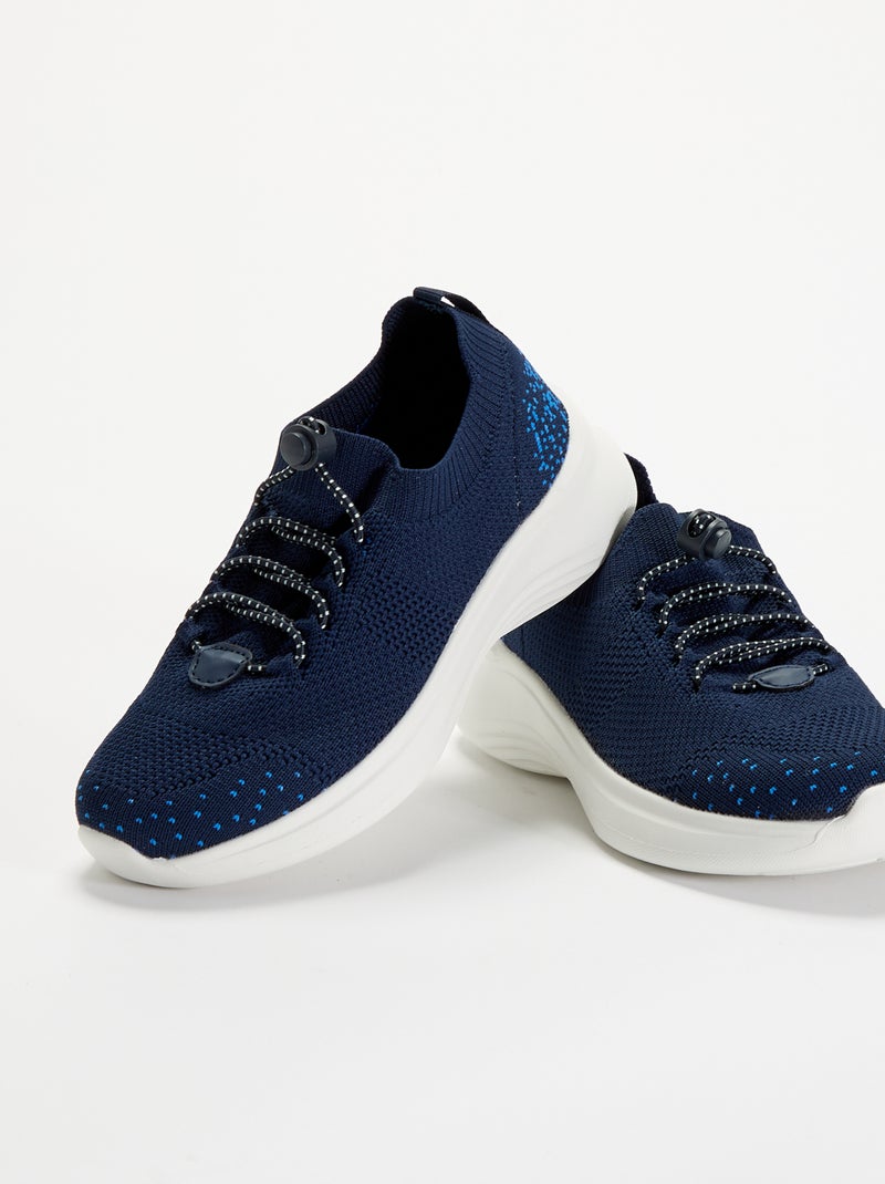 Baskets de sport en mesh avec lacets + stoppers Bleu - Kiabi