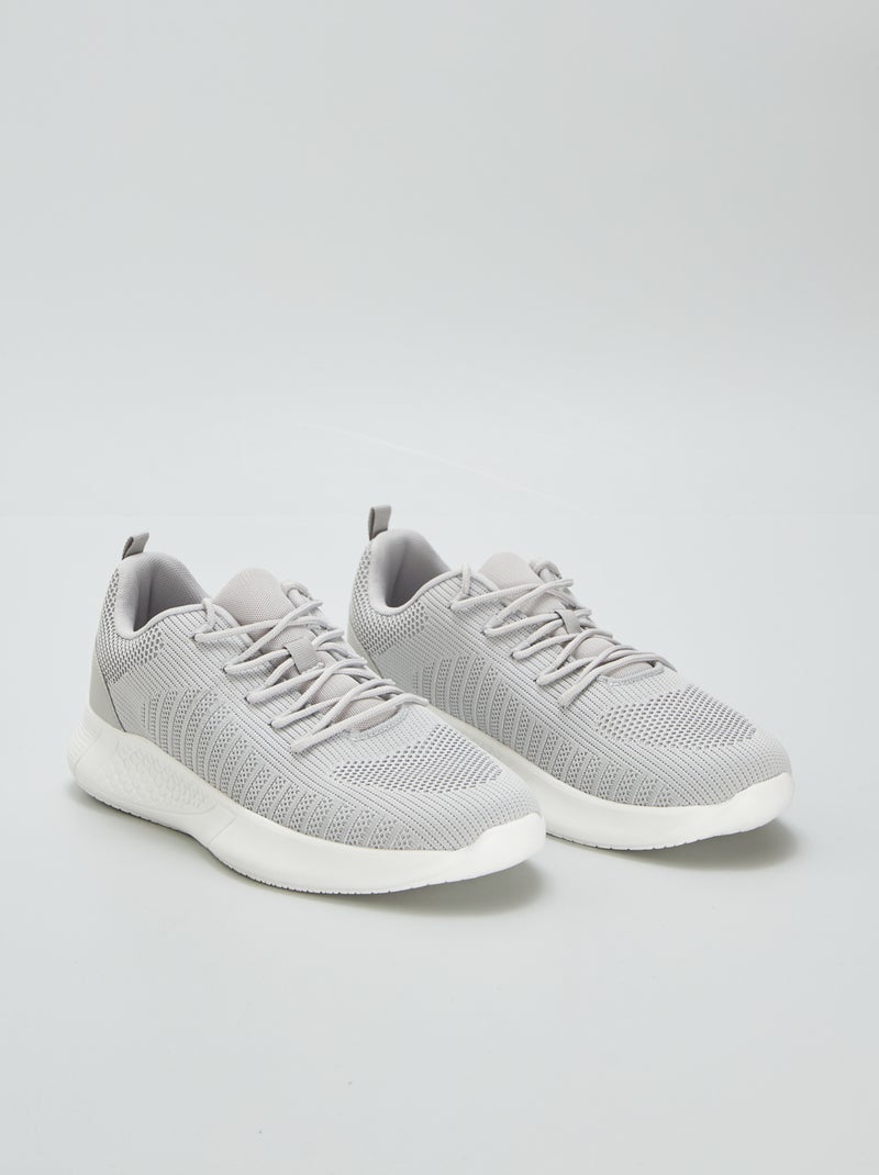 Baskets en mesh esprit running Gris - Kiabi