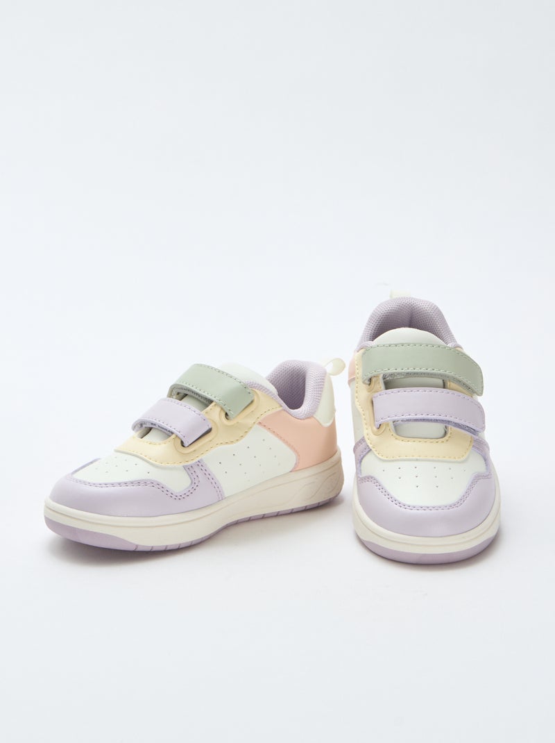 Baskets en simili avec 2 scratchs Rose - Kiabi