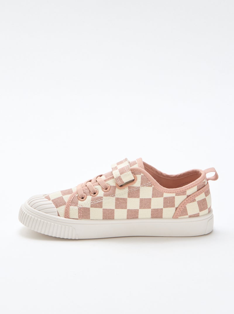 Baskets en toile imprimé damiers Rose - Kiabi