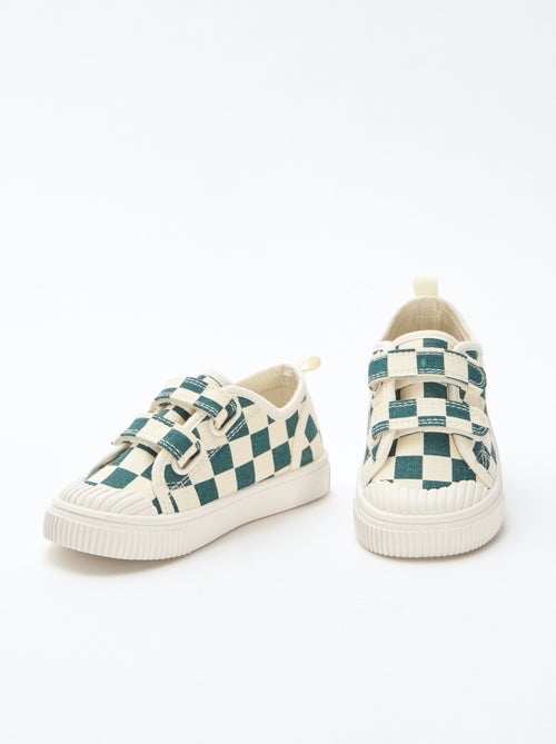 Baskets en toile imprimé damiers - Kiabi